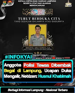 Brigpol Arya Supena Tewas Ditembak Begal di Bandar Lampung