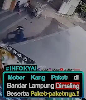 Motor Kang Paket di Bandar Lampung Dimaling Beserta Paket-Paketnya, Aksi Pelaku Terekam CCTV