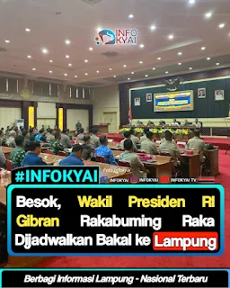 Besok, Wakil Presiden RI Gibran Rakabuming Raka Dijadwalkan Bakal ke Lampung