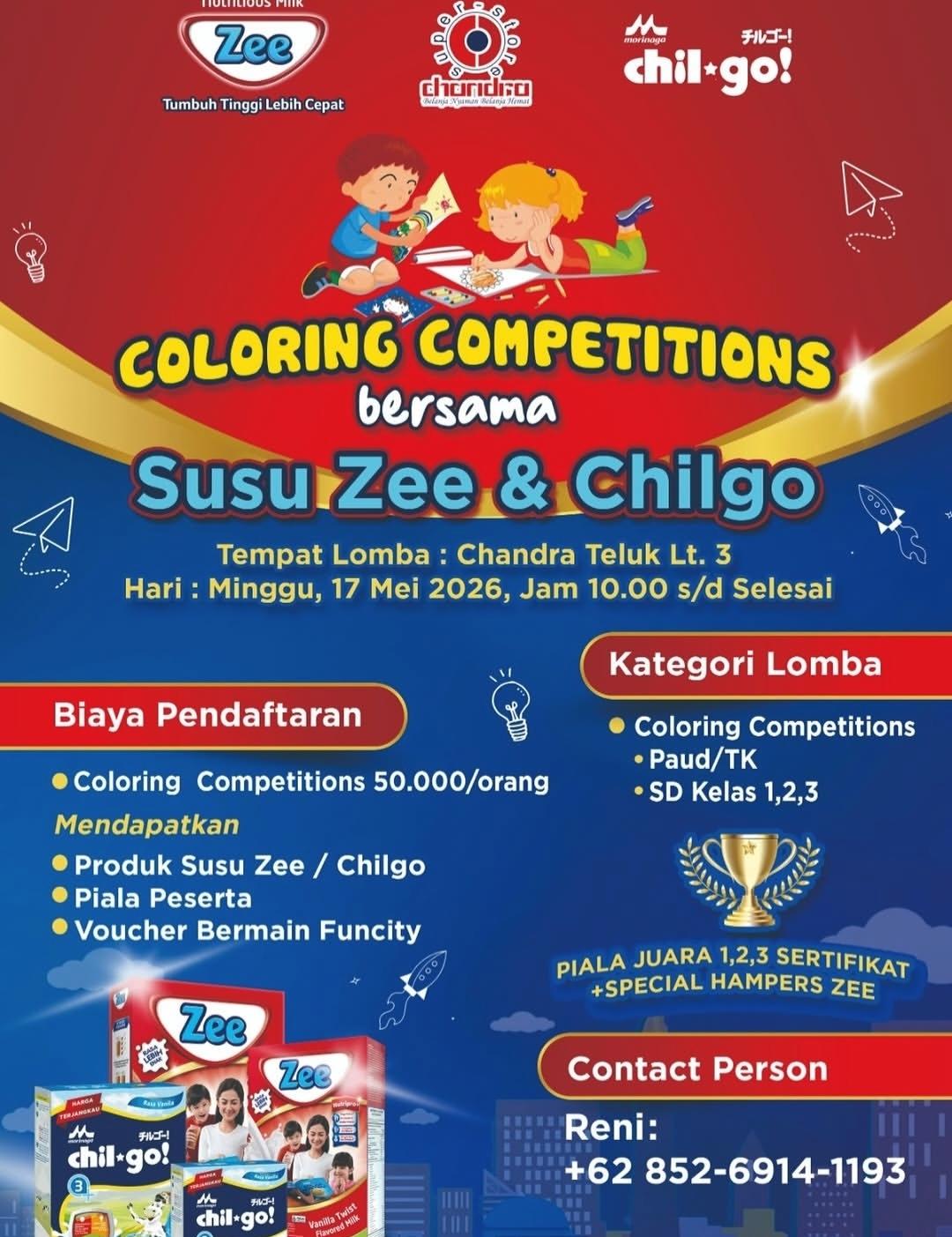 Susu Zee dan Chil*go Gelar Lomba Mewarnai 'Coloring Competitions' di Chandra Teluk, Catat Tanggalnya