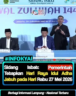 Sidang Isbat: Pemerintah Tetapkan Hari Raya Idul Adha Jatuh pada Hari Rabu 27 Mei 2026