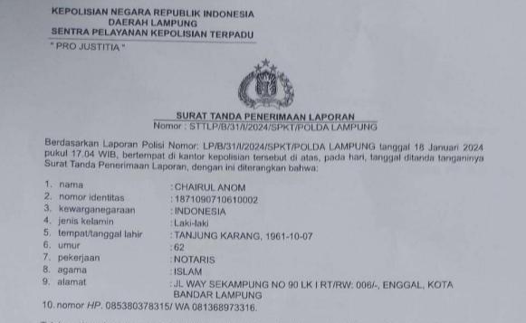 Sudah Setahun P-21, Chairul Anom Minta Polda Lampung Limpahkan Perkara Penguasaan Lahan PT BMM