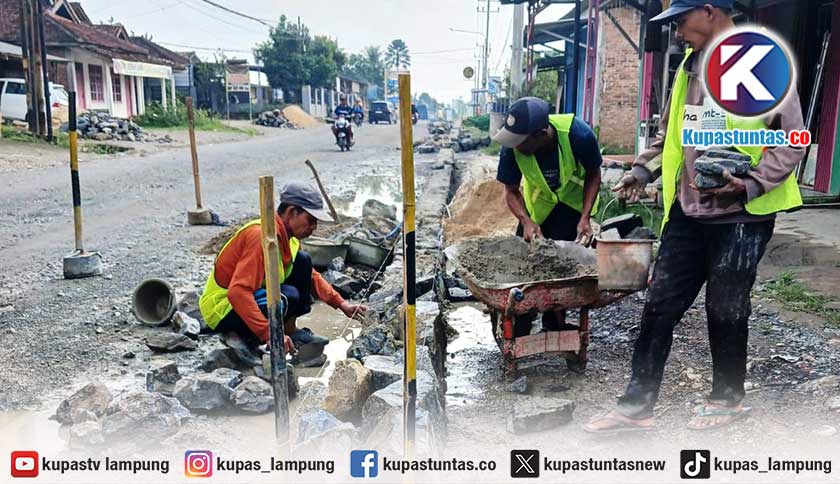 Talud Proyek Jalan Pringsewu–Kalirejo Dipersoalkan Warga, Dipasang Tanpa Galian