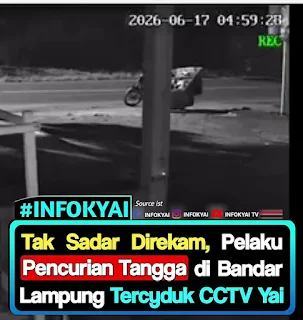 Tak Sadar Direkam, Pelaku Pencurian Tangga di Bandar Lampung Tercyduk CCTV