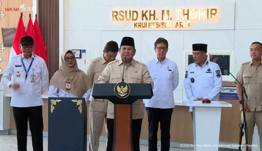 Resmikan RSUD KH Muhammad Thohir, Prabowo Ingatkan Jangan Ada Korupsi dalam Pelayanan