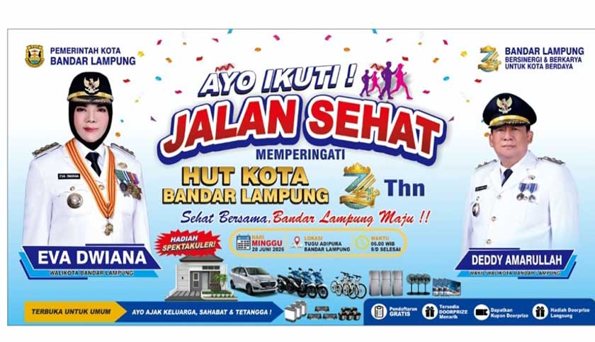 Minggu Pagi Ada Jalan Sehat HUT ke-344 Bandar Lampung, Berhadiah Rumah hingga Mobil