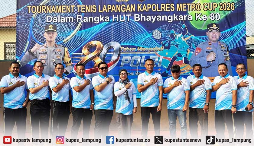 50 Tim Ramaikan Turnamen Tenis Lapangan Kapolres Cup 2026 di Metro
