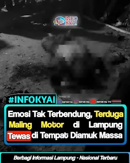 Emosi Tak Terbendung, Terduga Maling Motor di Lampung Tewas di Tempat Diamuk Massa