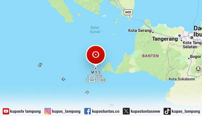 BMKG: Gempa Magnitudo 5,5 Guncang Selat Sunda