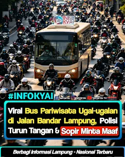 Viral Bus Pariwisata Ugal-ugalan di Jalan Bandar Lampung, Polisi Turun Tangan dan Sopir Sampaikan Permohonan Maaf