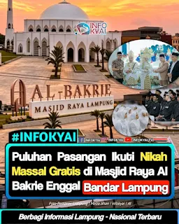 Puluhan Pasangan Ikuti Nikah Massal Gratis di Masjid Raya AL-Bakrie Enggal Bandar Lampung