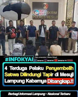 4 Terduga Pelaku Penyembelihan Satwa Dilindungi Tapir di Mesuji Lampung Kabarnya Ditangkap.!!