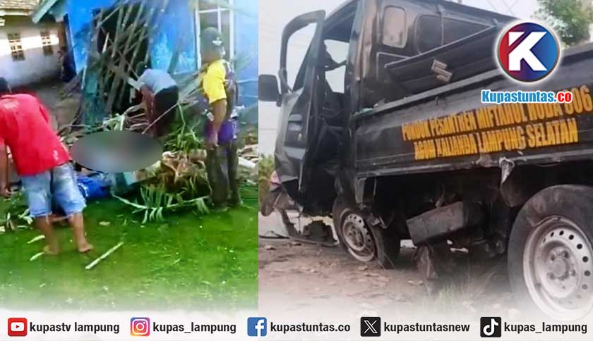 Pikap Angkut 7 Santri Tabrak Rumah di Lampung Selatan, 2 Tewas dan 5 Luka