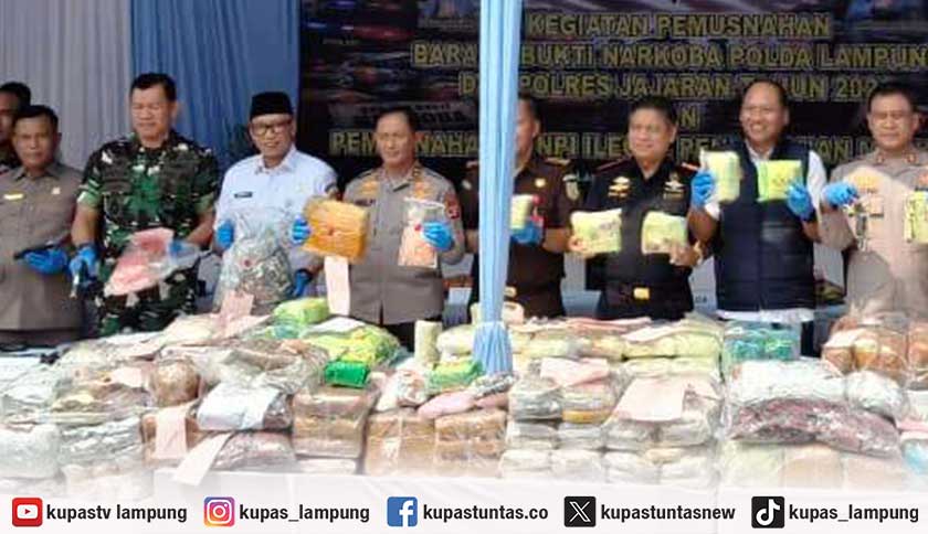 Polda Lampung Musnahkan Narkoba Senilai Rp 264,9 Miliar dari 29 Kasus