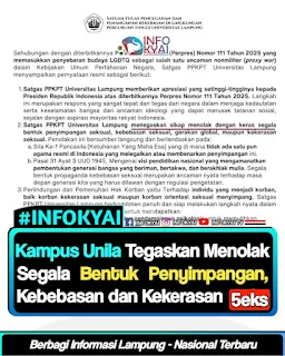 Kampus Unila Tegaskan Menolak Segala Bentuk Penyimpanan, Kebebasan dan Kekerasan 5eks