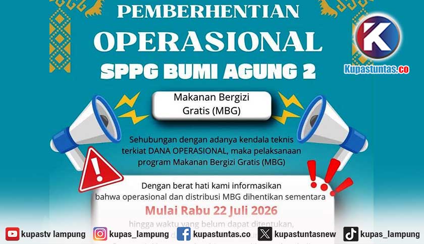 Dana Operasional Belum Cair, MBG di Bumi Agung 2 Lampung Selatan Disetop Sementara