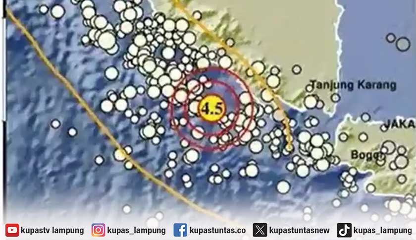 Gempa Magnitudo 4,5 Guncang Pesisir Barat Lampung