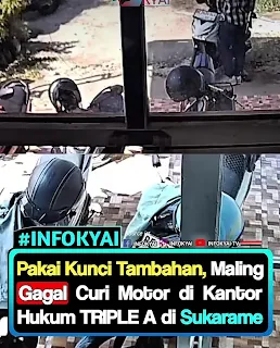 Pakai Kunci Tambahan, Maling Gagal Curi Motor di Kantor Hukum TRIPLE A Sukarame Bandar Lampung