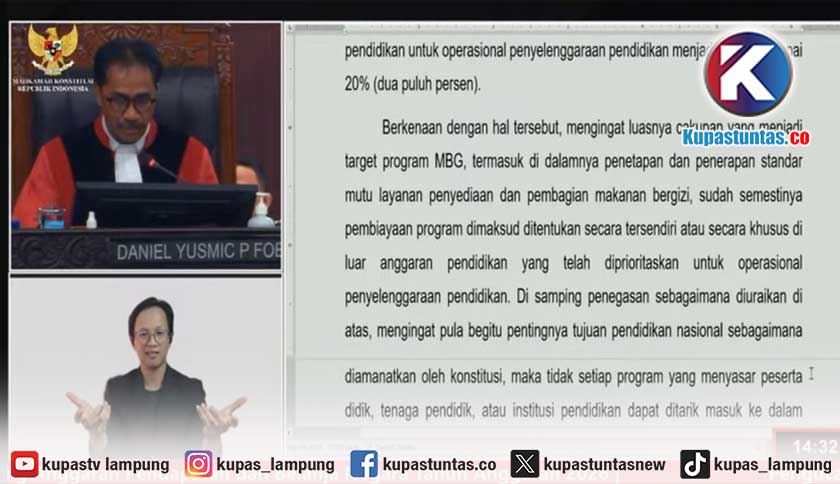 MK Putuskan Pembiayaan MBG Harus di Luar Anggaran Pendidikan, Ini Alasannya