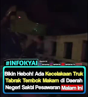 Bikin Heboh! Truk Tabrak Tembok Makam di Negeri Sakti Pesawaran, Sopir Dilarikan ke Rumah Sakit