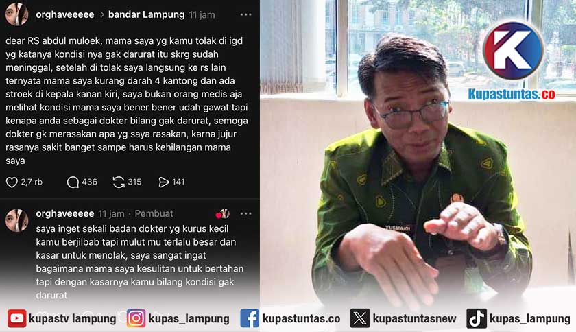 Curhatan Keluarga Pasien Meninggal Viral di Sosmed, RSUD Abdul Moeloek Bantah Tolak Pasien