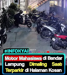 Motor Mahasiswa Dimaling Saat Terparkir di Halaman Kosan di Kedaton Bandar Lampung