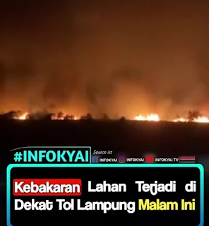 Kebakaran Lahan Terjadi di Dekat Tol Lampung, Langit Tampak Memerah