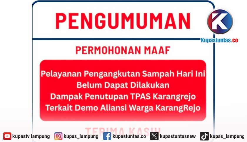 DLH Umumkan Penghentian Sementara Layanan Pengangkutan Sampah di Metro