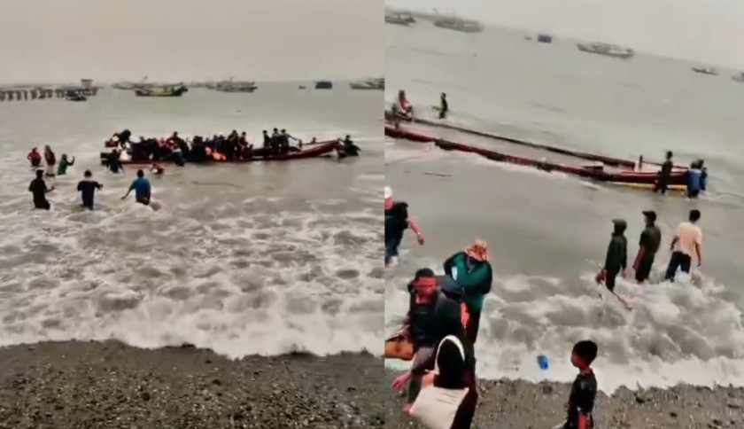 Dihantam Ombak Besar, Perahu Pengantar Penumpang Tenggelam di Pelabuhan Kotaagung