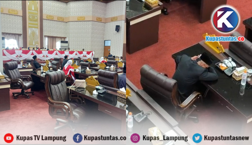 ‎Terjadi Lagi, Anggota Tidur dan Kursi Kosong Warnai Paripurna DPRD di Lampung