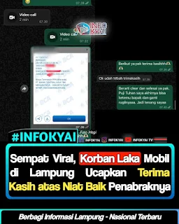 Sempat Viral, Korban Laka Mobil di Lampung Ucapkan Terima Kasih atas Niat Baik Penabraknya