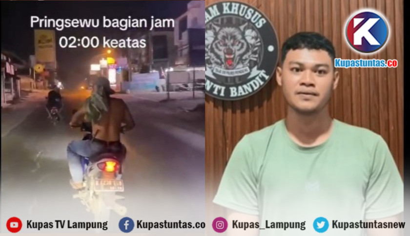 ‎Polisi Ungkap Identitas Pria Viral Telanjang Dada Bawa Pisau di Pringsewu