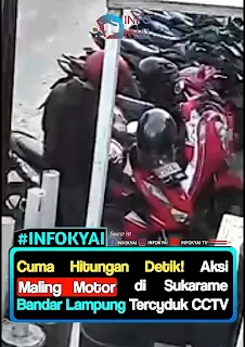 Cuma Hitungan Detik! Aksi Maling Motor di Sukarame Bandar Lampung Tercyduk CCTV