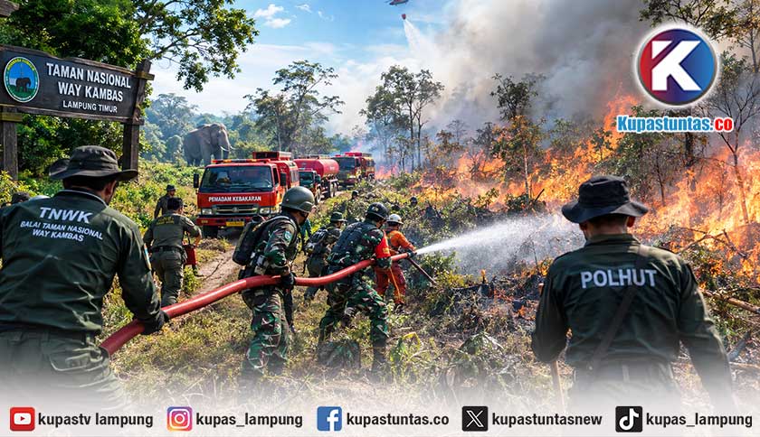Kebakaran Masuk Kawasan Inti TN Way Kambas, 5 Hektare Area Pusat Latihan Gajah Terbakar