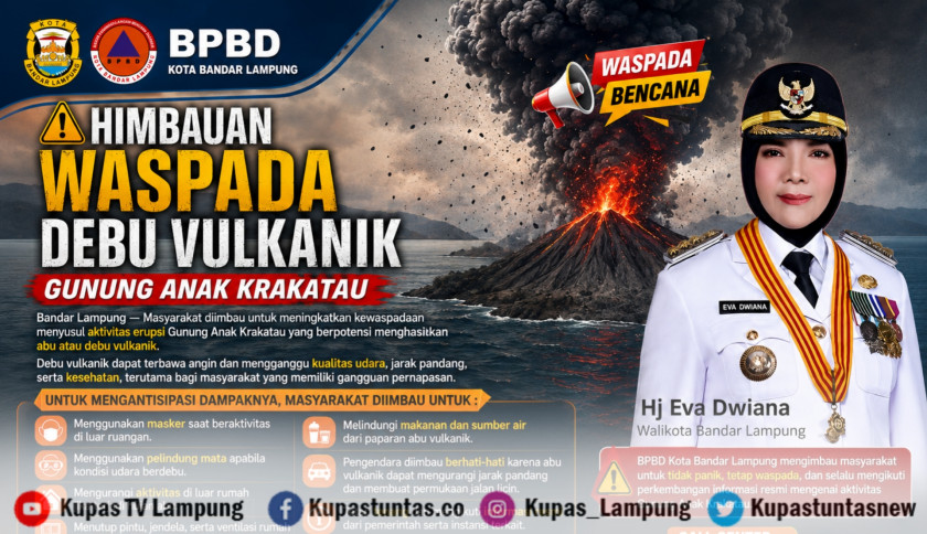 ‎Erupsi Anak Krakatau, Abu Vulkanik Menyebar ke Sejumlah Wilayah Lampung