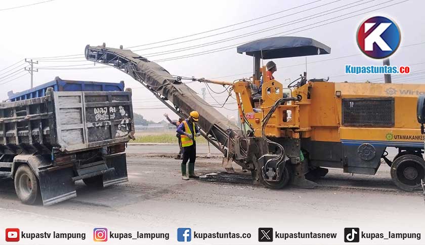 Aspal Buton Jadi Pilihan, Jalan Bypass Soekarno-Hatta Depan PKOR Bandar Lampung Direhab 1,1 Km