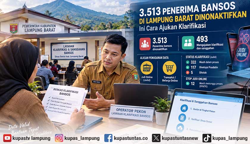 3.513 Penerima Bansos di Lampung Barat Dinonaktifkan, Ini Cara Ajukan Klarifikasi