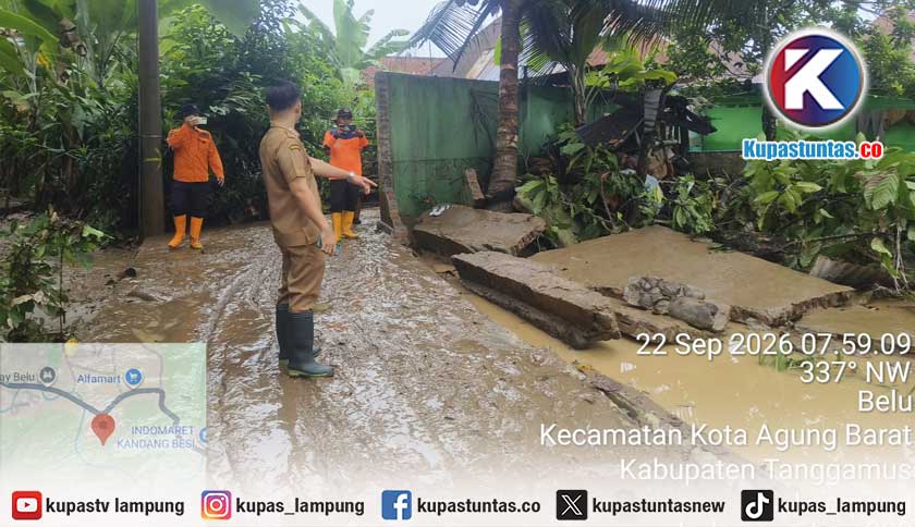 Tanggul Way Belu Kotaagung Barat Jebol 200 Meter, 300 KK Terdampak