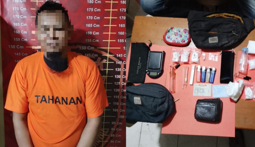 Polisi Tangkap Pengedar di Perkebunan Sawit Tulang Bawang, 58,24 Gram Narkotika dan 2 Butir Inex Disita