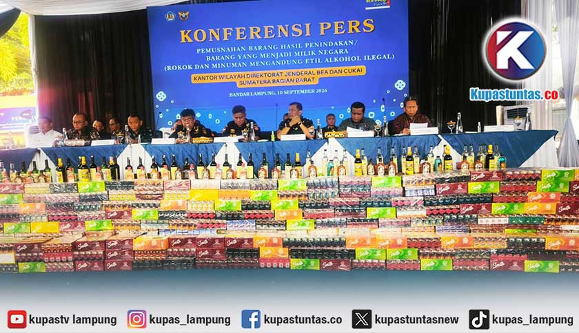 Bea Cukai Musnahkan 44,6 Juta Batang Rokok Ilegal dan 5.893 Liter Miras Senilai Rp68,8 Miliar