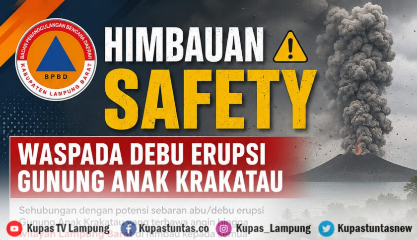 Abu Vulkanik Anak Krakatau Masuk Lampung Barat, BPBD Minta Warga Kurangi Aktivitas di Luar
