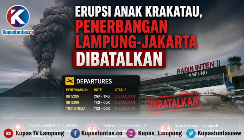 ‎Erupsi Anak Krakatau, Penerbangan Lampung-Jakarta Dibatalkan