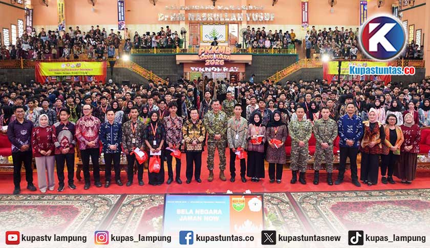 Pangdam XXI/Radin Inten Gelorakan Mahasiswa Baru Kuliah Umum Bela Negara di PKKMB 2026 Teknokrat