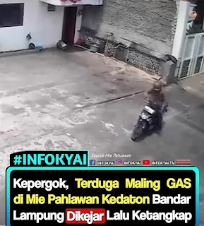 Kepergok, Terduga Maling GAS di Mie Pahlawan Kedaton Bandar Lampung Dikejar Lalu Ketangkap