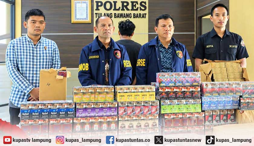 Polisi Gagalkan Peredaran 75 Ribu Batang Rokok Ilegal di Tubaba, Dua Orang Diciduk