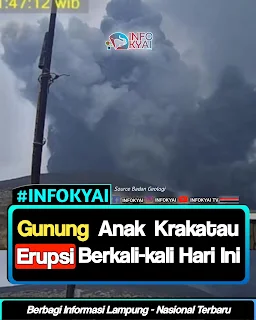 Gunung Anak Krakatau Erupsi Berkali-kali pada Minggu Siang, Tercatat Empat Kali Letusan