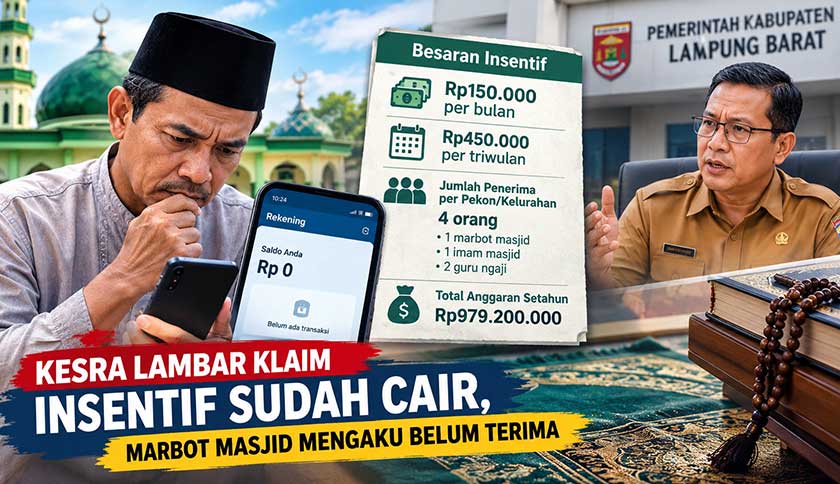Pemkab Lambar Klaim Insentif Sudah Cair, Marbot Masjid Mengaku Belum Terima