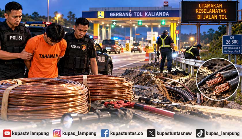 Buron 2 Tahun, Sindikat Pencuri Kabel Tembaga Senilai Rp129 Juta di Tol Lampung Ditangkap
