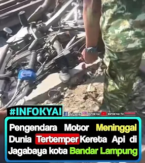 Pengendara Motor Meninggal Dunia Tertabrak Kereta Api di Jagabaya kota Bandar Lampung