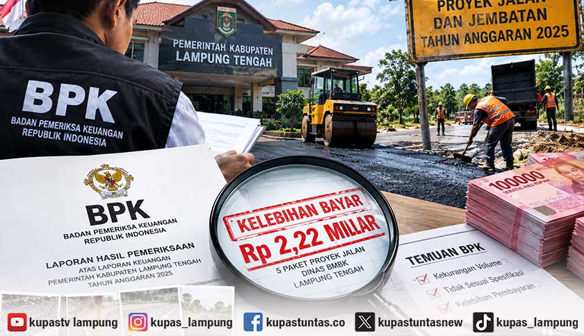 Lima Proyek Jalan Lampung Tengah Bermasalah, BPK Temukan Kelebihan Bayar Rp2,22 Miliar